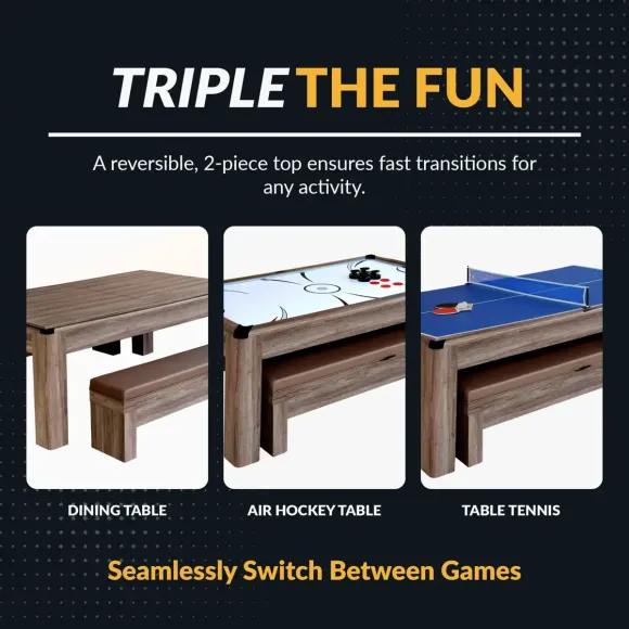Bàn Air Hockey Hathaway Driftwood 84 Inch 3 Trong 1