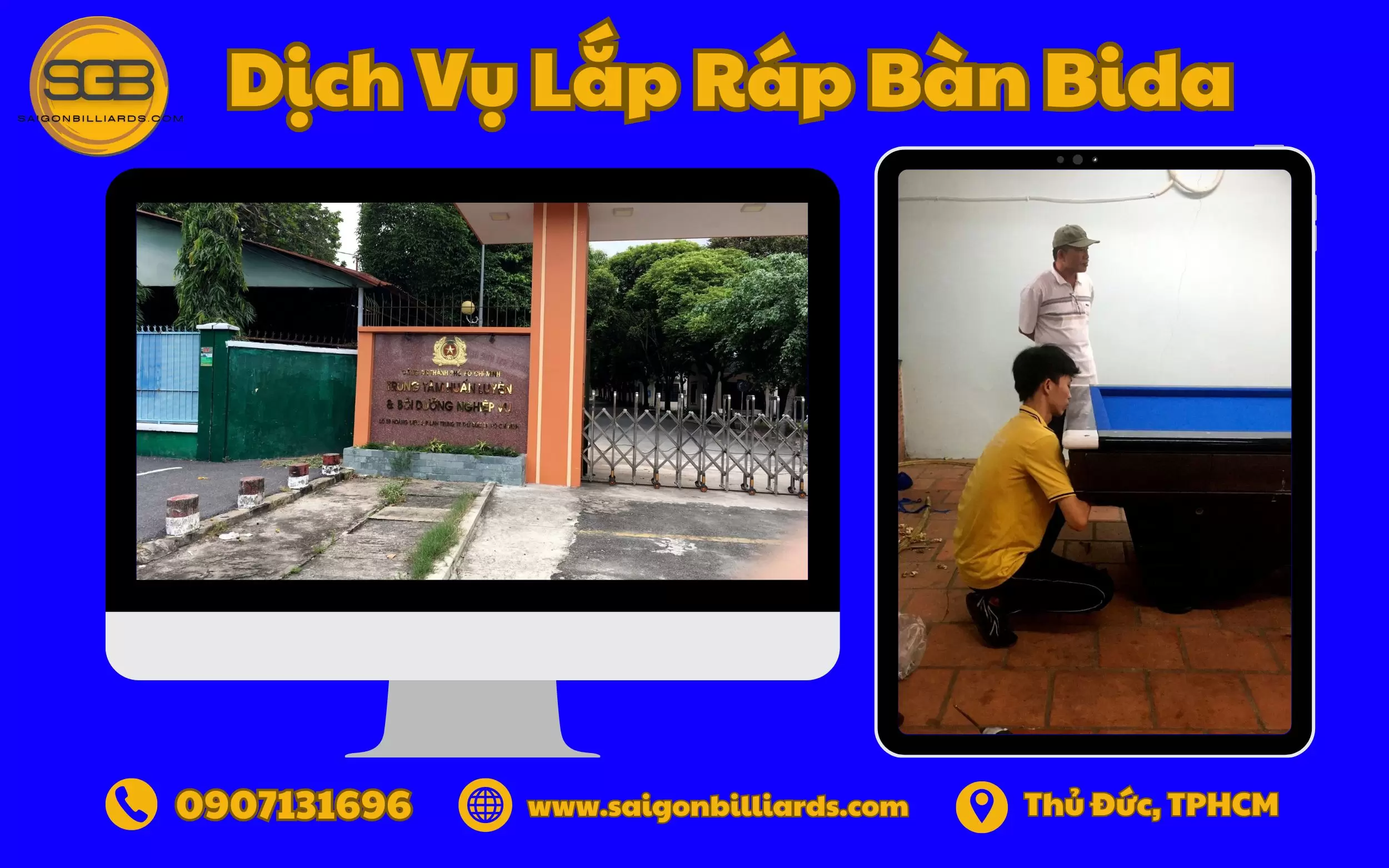 lắp đặt bàn bida tại thủ đức - bộ công an