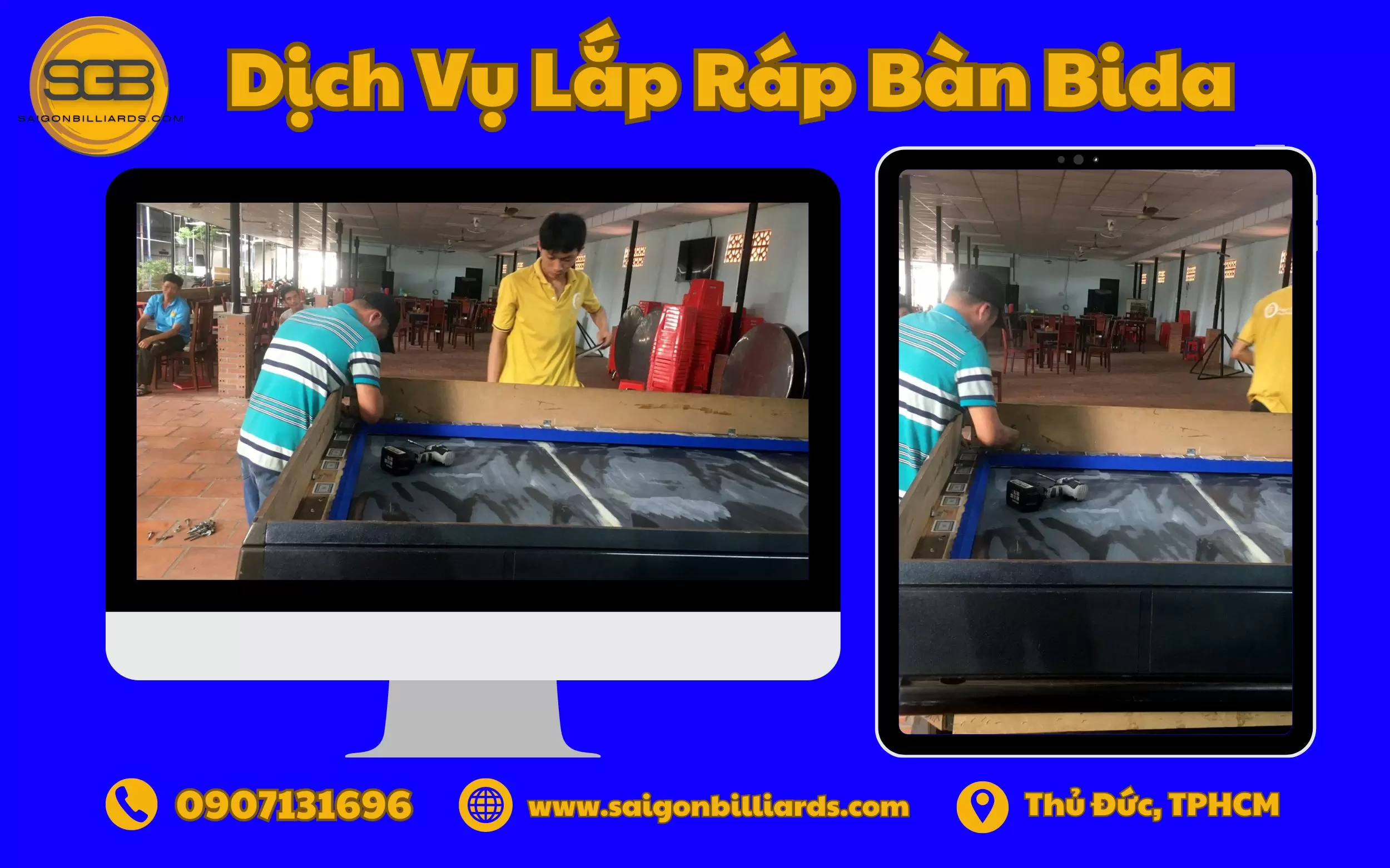 lắp ráp bàn bida tịa thủ đức - lắp ráp thành băng