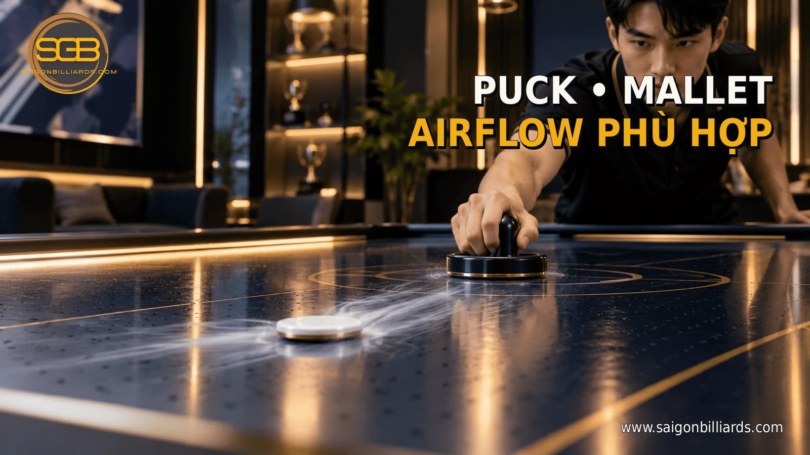 puck v&agrave; tay đẩy air hockey ph&ugrave; hợp với trẻ v&agrave; c&ocirc;ng suất b&agrave;n