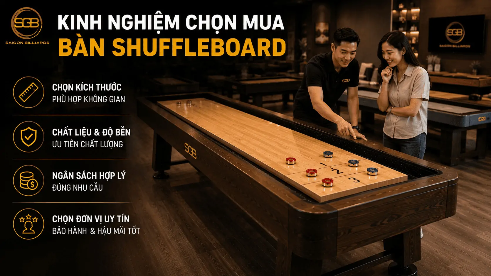 Kinh nghiệm chọn mua b&agrave;n Shuffleboard ph&ugrave; hợp với nhu cầu sử dụng