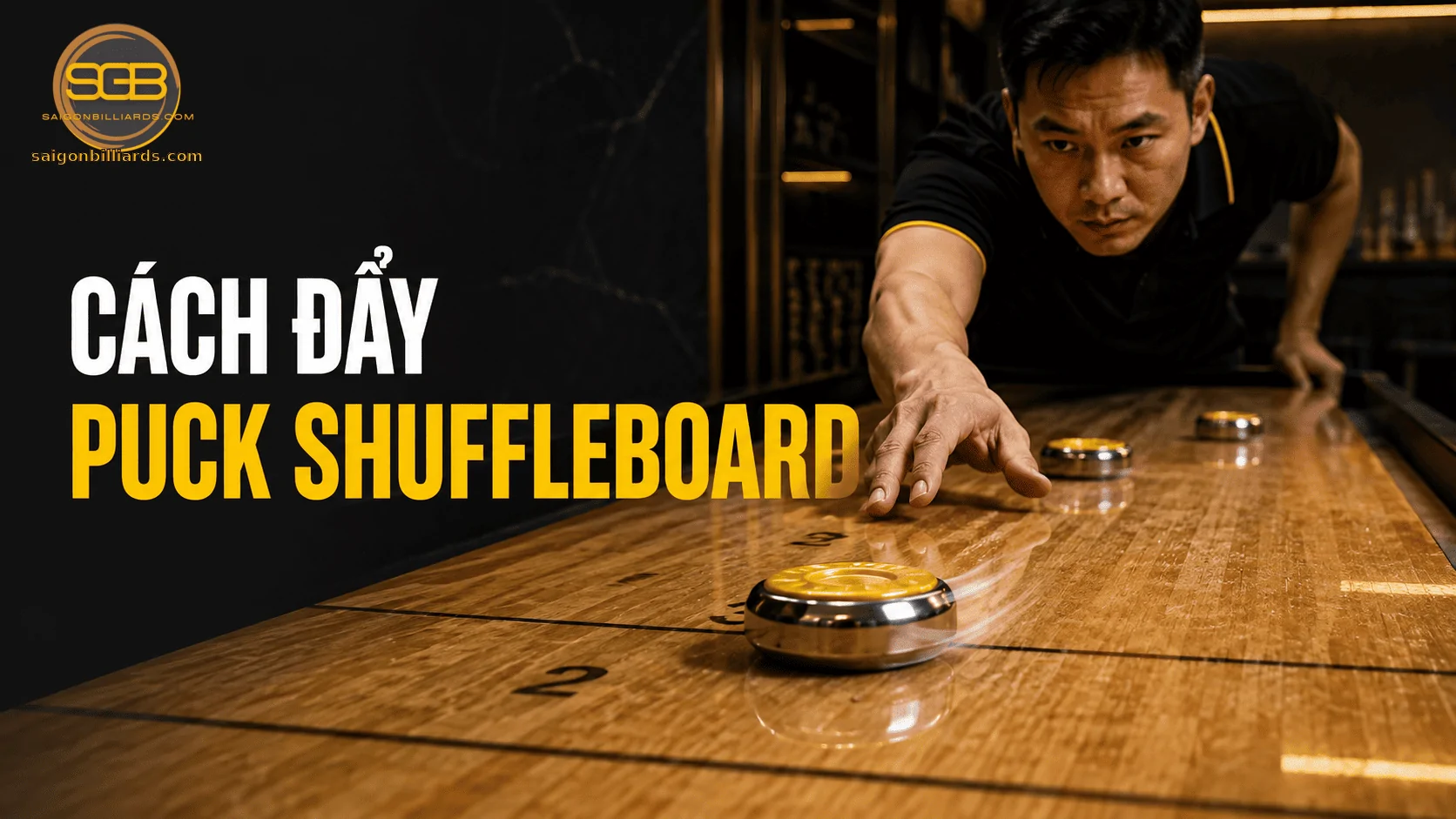 c&aacute;ch đẩy puck shuffleboard