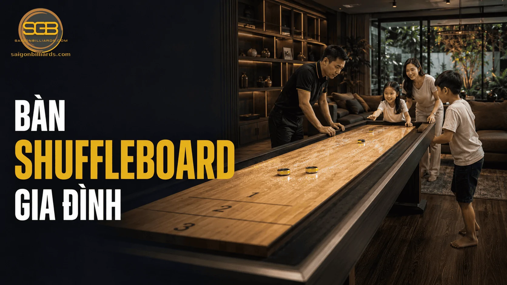 b&agrave;n shuffleboard gia đ&igrave;nh