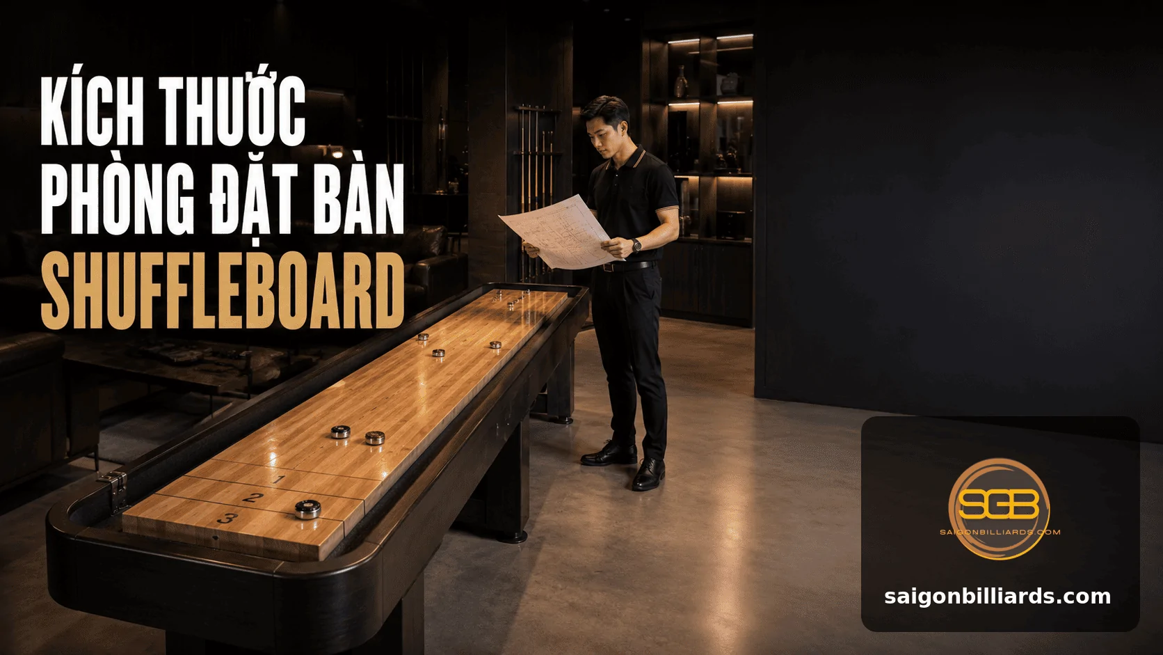 k&iacute;ch thước ph&ograve;ng đặt b&agrave;n shuffleboard