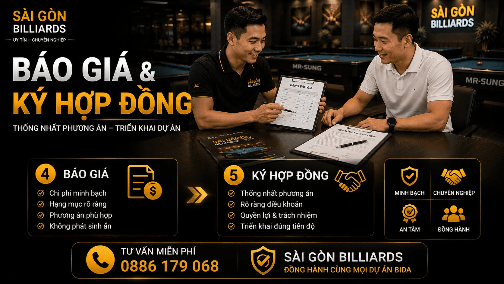 B&aacute;o gi&aacute; v&agrave; k&yacute; hợp đồng thu&ecirc; b&agrave;n bida