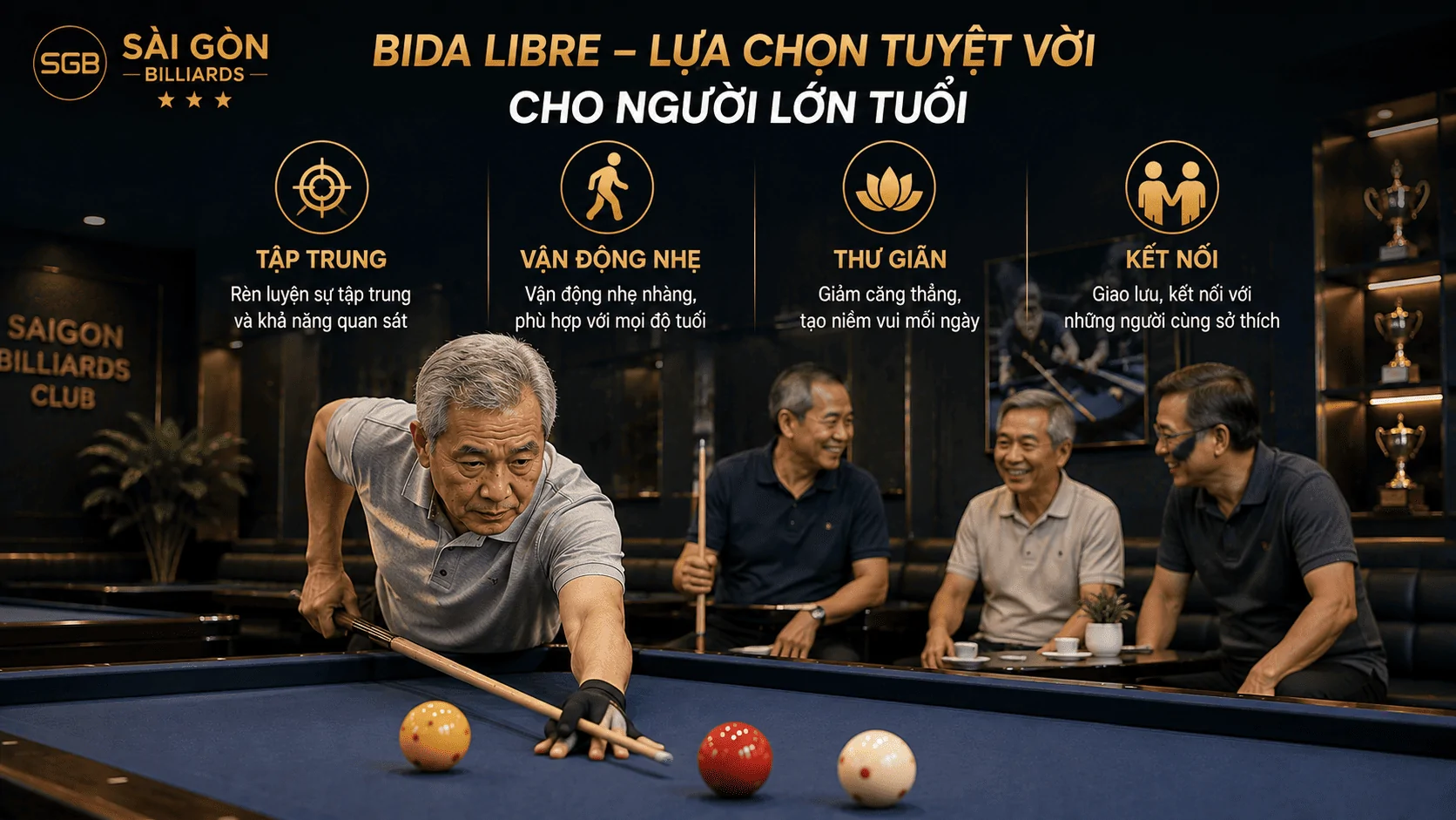 Người lớn tuổi c&oacute; học Bida Libre được kh&ocirc;ng