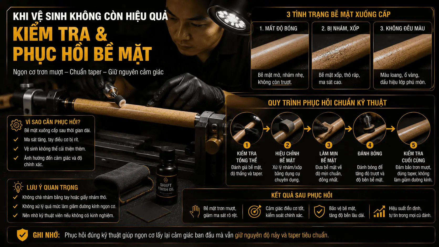 Phục hồi bề mặt ngọn cơ bida bị r&iacute;t tay
